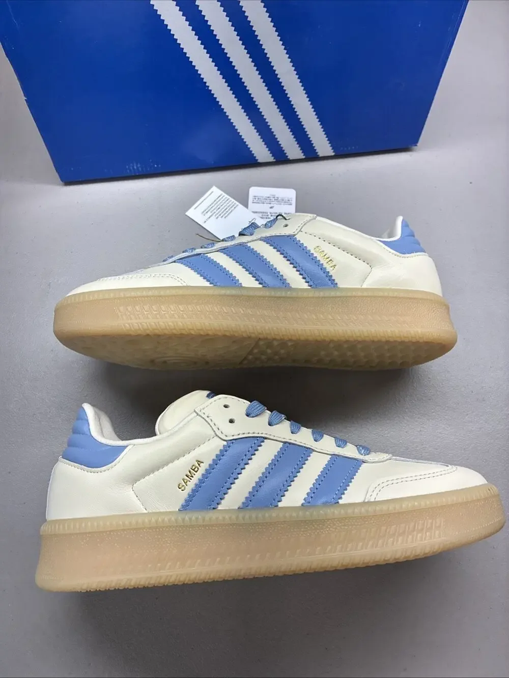 adidas Samba XLG Wonder White Ash Blue HQ0251 GS Youth 6.5 New With Box